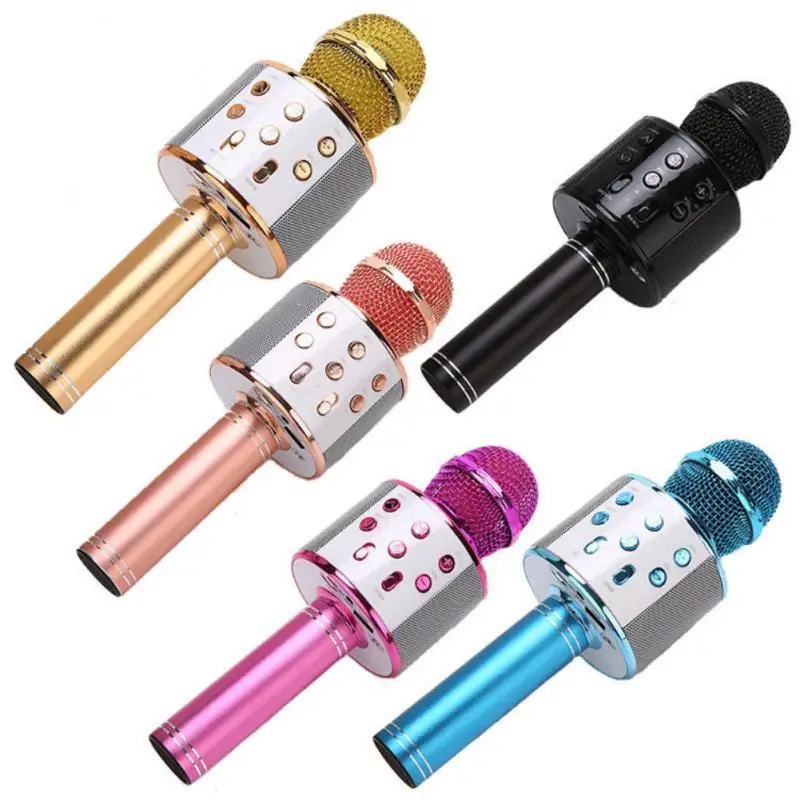 

WS858 MIC Bluetooth-compatible Wireless Microphone Home Karaoke Microphones Speaker Handheld Music Player Singing Recorder KTV