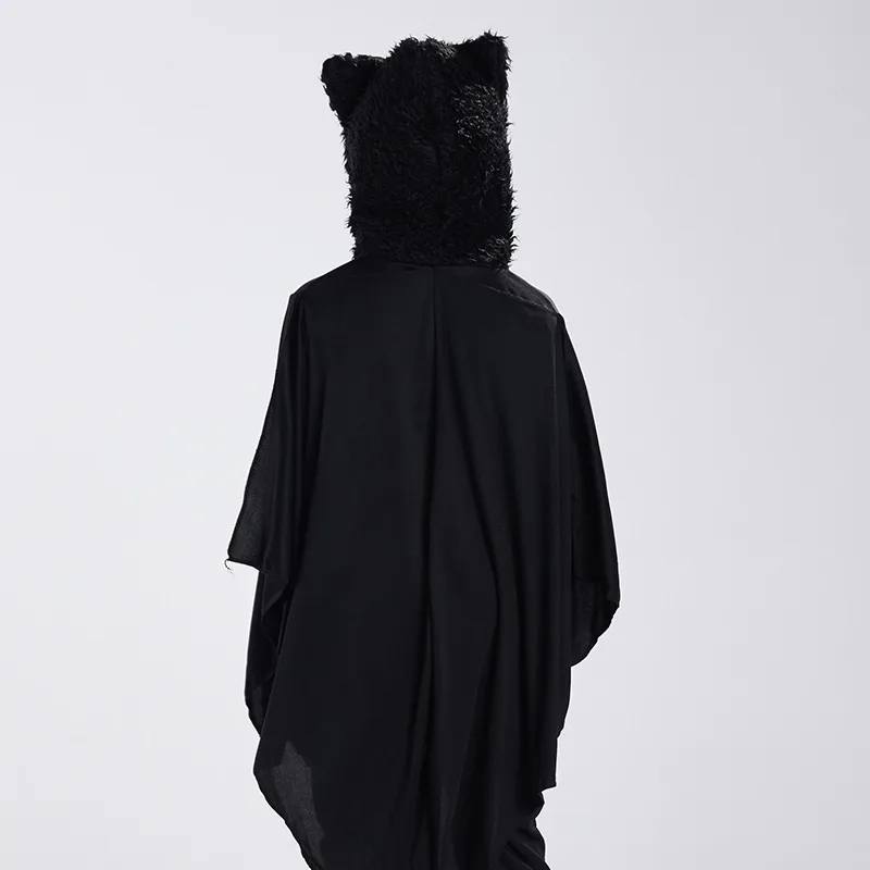 Черный костюм летучей мыши для мальчиков и девочек Комбинезон с капюшоном на