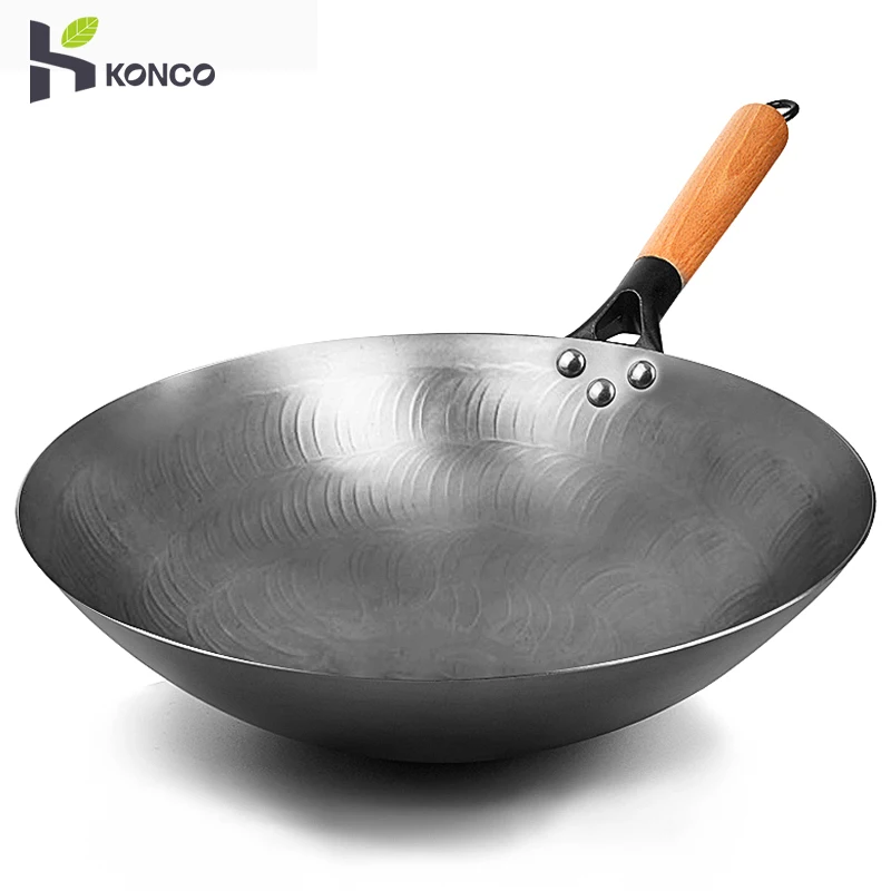

Высококачественная железная вок KONCO без покрытия, китайская ручная работа, кастрюля для газовой плиты