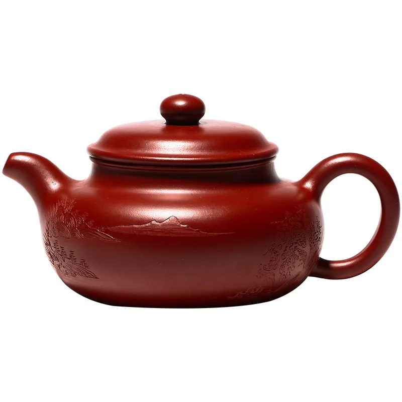 

Yixing handmade purple clay teapot online shop original Dahongpao carved antique Teapot Tea Set