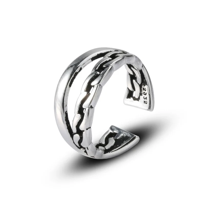 

Double Layer Hollow Chain Rings Female Fashion High Quality Index Finger Ring For Women Vintage Jewelry Gift
