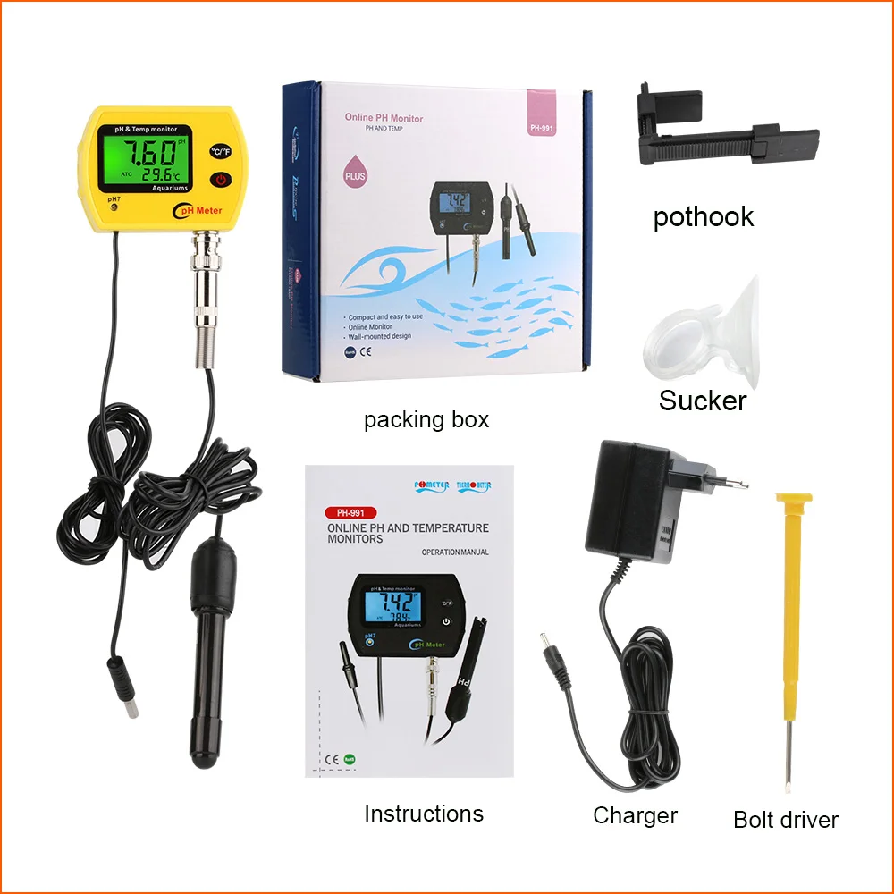 Online PH TEMP Meter Portable LCD Digital Water 0.01pH Tester Acidimeter Aquarium Quality Monitor With Backlight | Инструменты