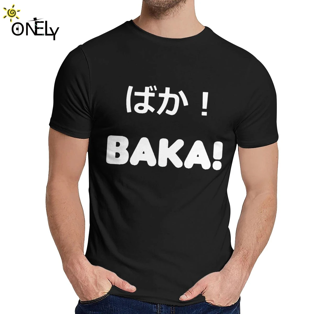 

For Male T Shirt Anime Otaku Baka Great Funny Round Collar Cartoon Design Short Sleeve