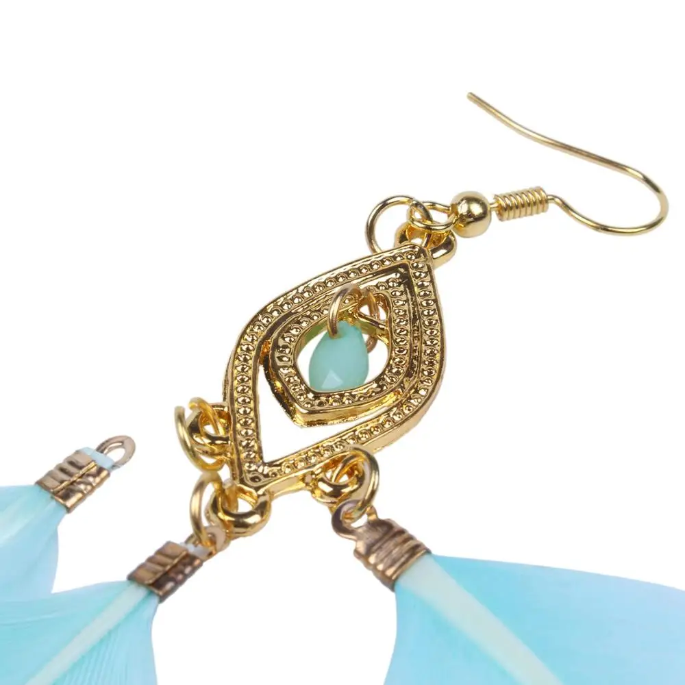 1 pair Fashion Ladies Charming 3-Pieces Feathers Drop Pendant Earrings Mint Green | Украшения и аксессуары
