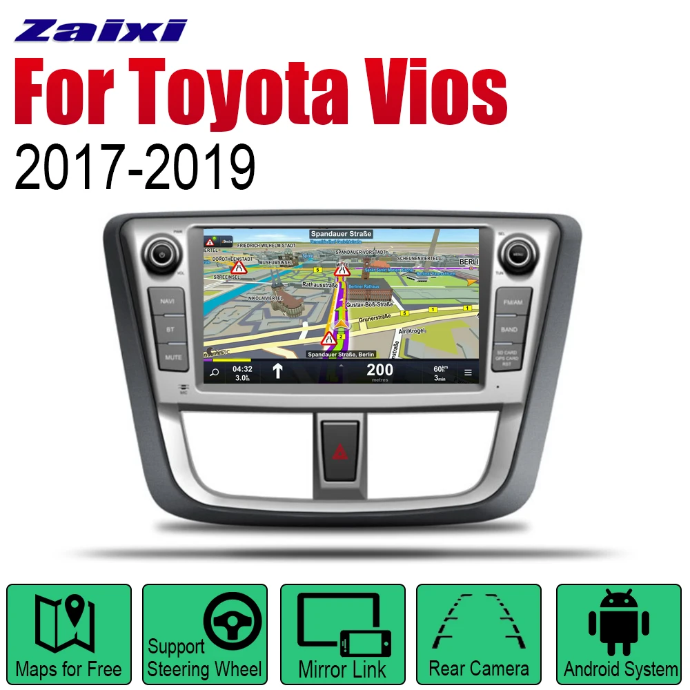 

Auto DVD Player GPS Navigation For Toyota Vios 2017 2018 2019 Car Android Multimedia System Screen Radio Stereo