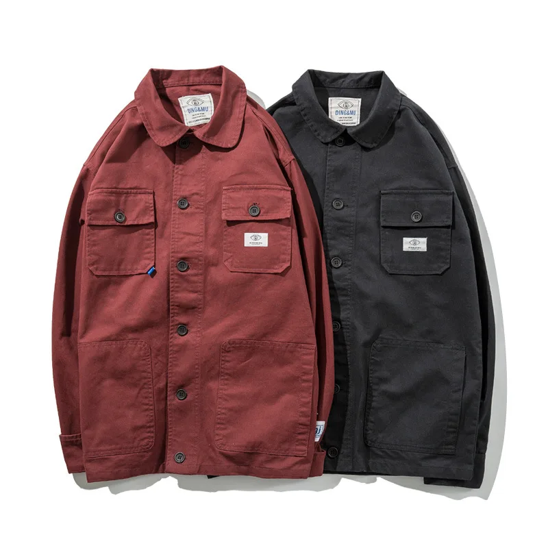 Винтажная Мужская Рабочая одежда с двумя карманами рубашки куртки 1990 S модные