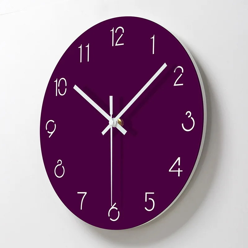 Wall Clock Modern Kitchen Clocks Watch Home Living Room Decorative Hanging Quartz Bedroom Minimalist Purple Round Slient Art | Дом и сад