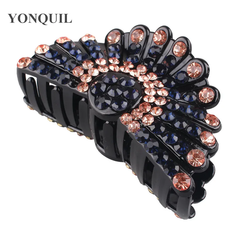 Женские винтажные блестящие крупные заколки для волос элегантные Кристальные