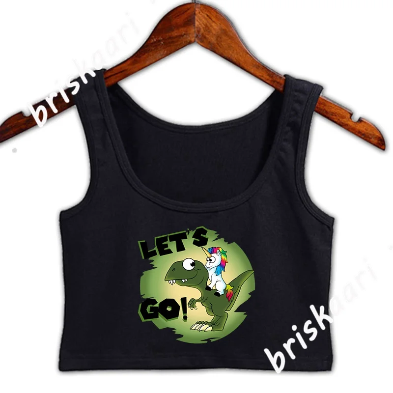 

Пойдем с единорогом и динозавра Топ для женщин S-4xl с изображениями, летние Стиль нормальный Топы Crazy модный дизайнерский Комлект жилет