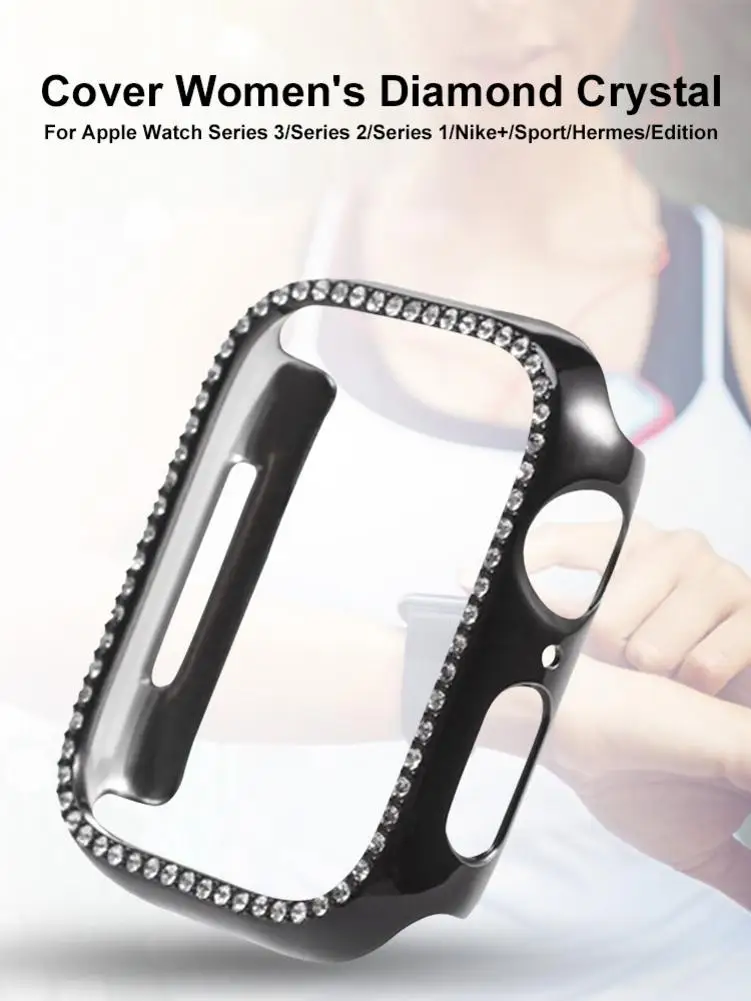 Защитный чехол для Iwatch черный гальванический с алмазной инкрустированной