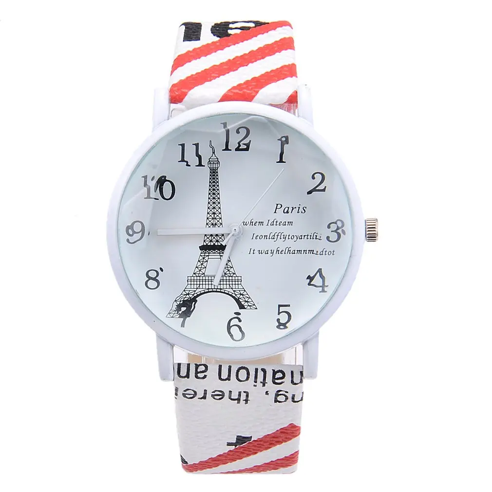 Мужские и женские наручные часы с цветочным принтом из искусственной кожи