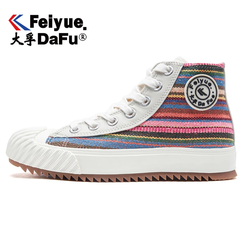 Feiyue/парусиновая обувь с высоким берцем; Новинка 855 года; сезон осень; Вулканизированная обувь; обувь на плоской подошве; женская и мужская эластичная стелька; 2 цвета; повседневные кроссовки