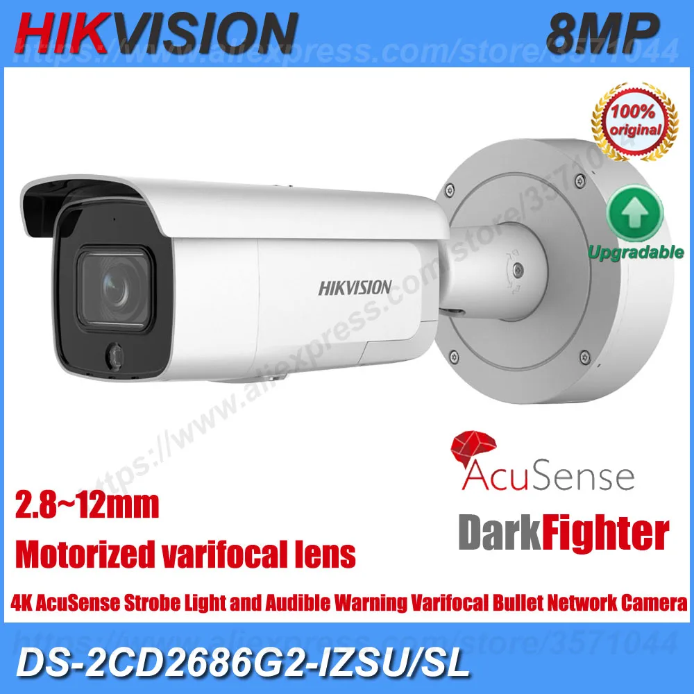 

Hikvision 4K 8MP DS-2CD2686G2-IZSU/SL AcuSense Surveillance Camera POE Motorized Varifocal Lens Active Strobe Light Audio Alarm