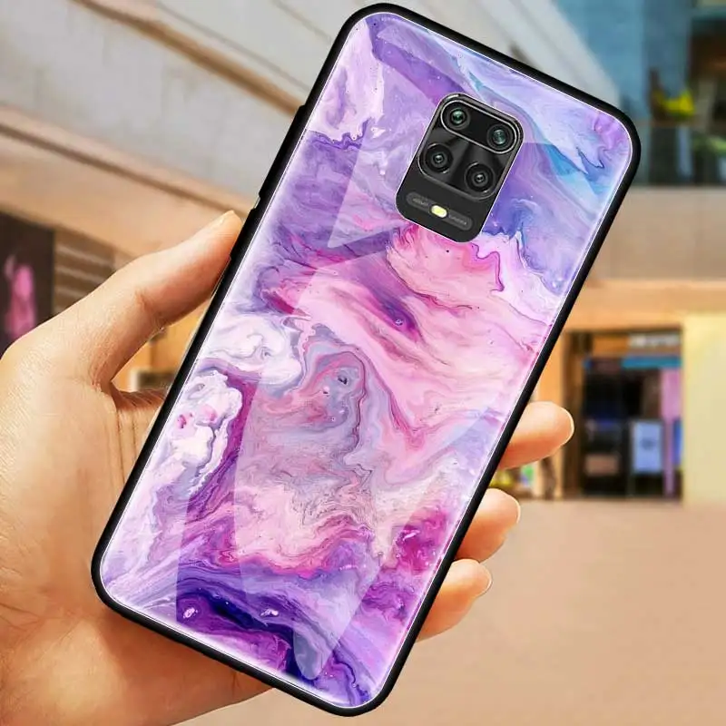 colorfull marble Tempered Glass Phone Case For Xiaomi Redmi Note 9 10 Pro 9S 9T 9A 9C 8T 8 8A 7 K30 K40 Pro Cover Coque Fundas