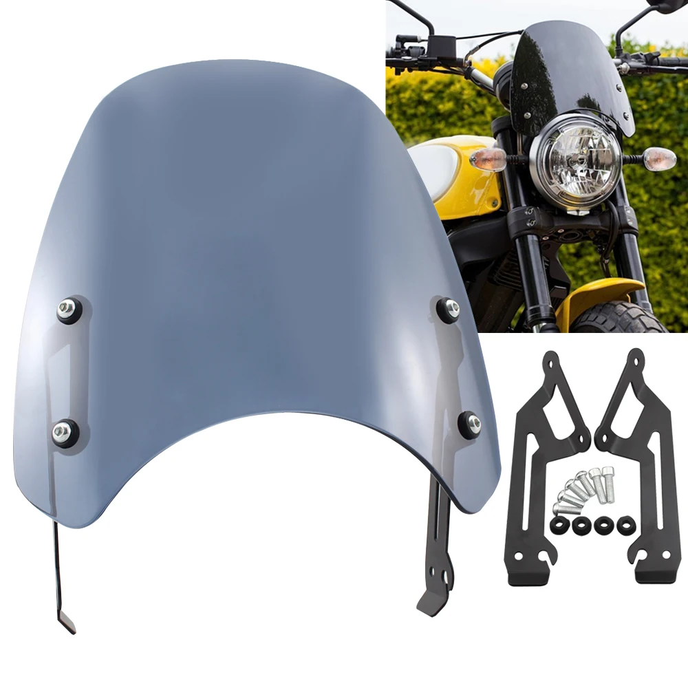 

Motorcycle Windscreen Windshield Smoke Fly Screen Wind Deflector For DUCATI Scrambler 400 800 2015-2020 Models
