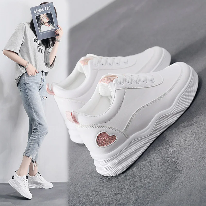 

7cm Women Platform Shoes Fashion Sneakers Woman High Quality Casual Loafers Ladies Increased Shoes Female Classics Flats Student