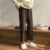vintage winter thicken women pencil pants wool pants female high waist loose trousers capris soft corduroy loose pants 976b