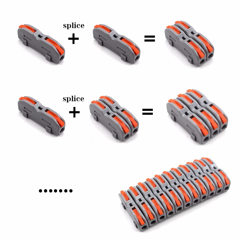 

Mini Conductor Rail Conector Wire Connector 222-412 2 Pin Splicing Terminal Blocks Led Strip Lighting Electric Quick Connectors