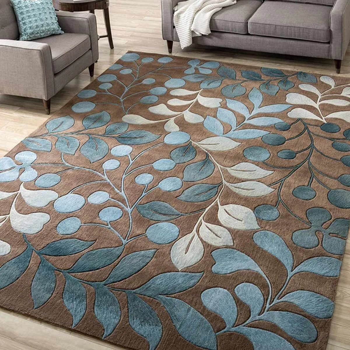 

3 Sizes Non-Slip Botanical Leaf Area Rugs Carpet Soft Mat Floors Indoor For Home Living-room/Bedroom Kitchen Mats
