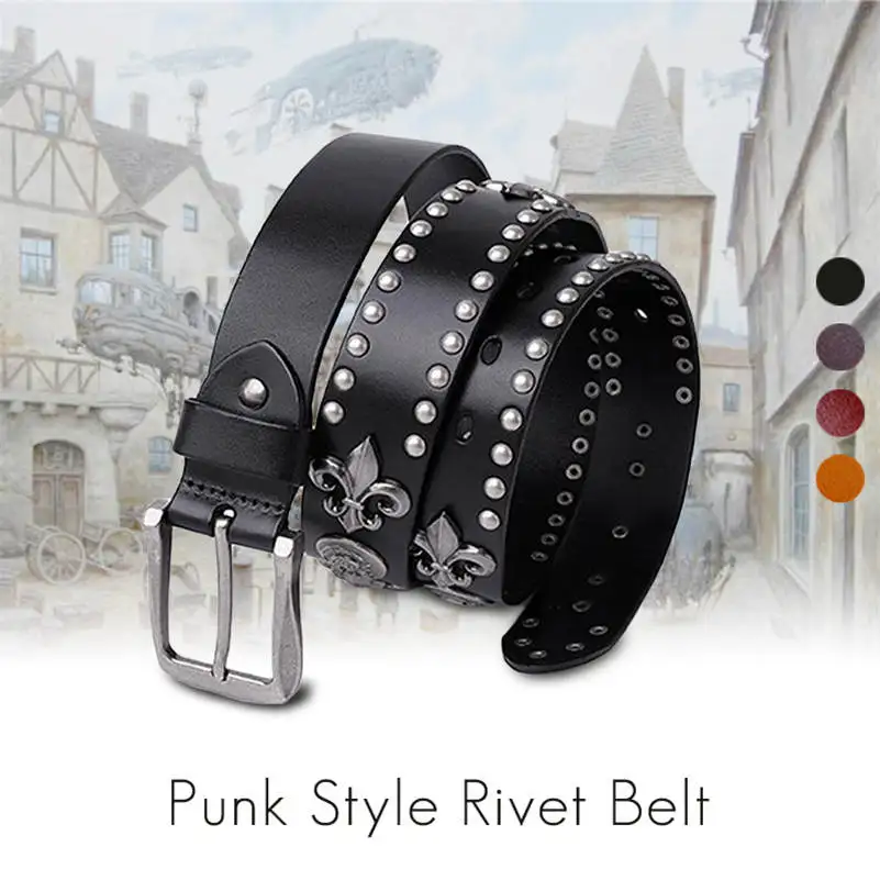 Череп шипованные заклепки из натуральной кожи ремень панк Рок мужской пряжкой