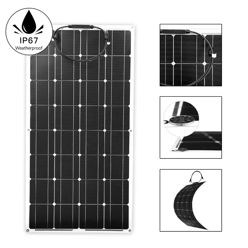 Dokio 12V 100W Гибкая солнечная панель для автомобиля/лодки высокого качества монокристаллическая Гибкая солнечная панель 100w Китай