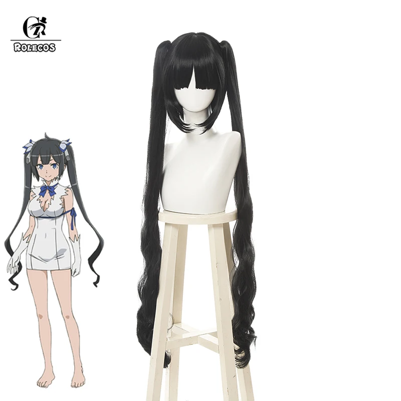 

ROLECOS Hestia Anime Cosplay Hair Black Ponytail 100cm Long Hair Anime Is It Wrong That I Want to Meet You in a Dungeon Cosplay