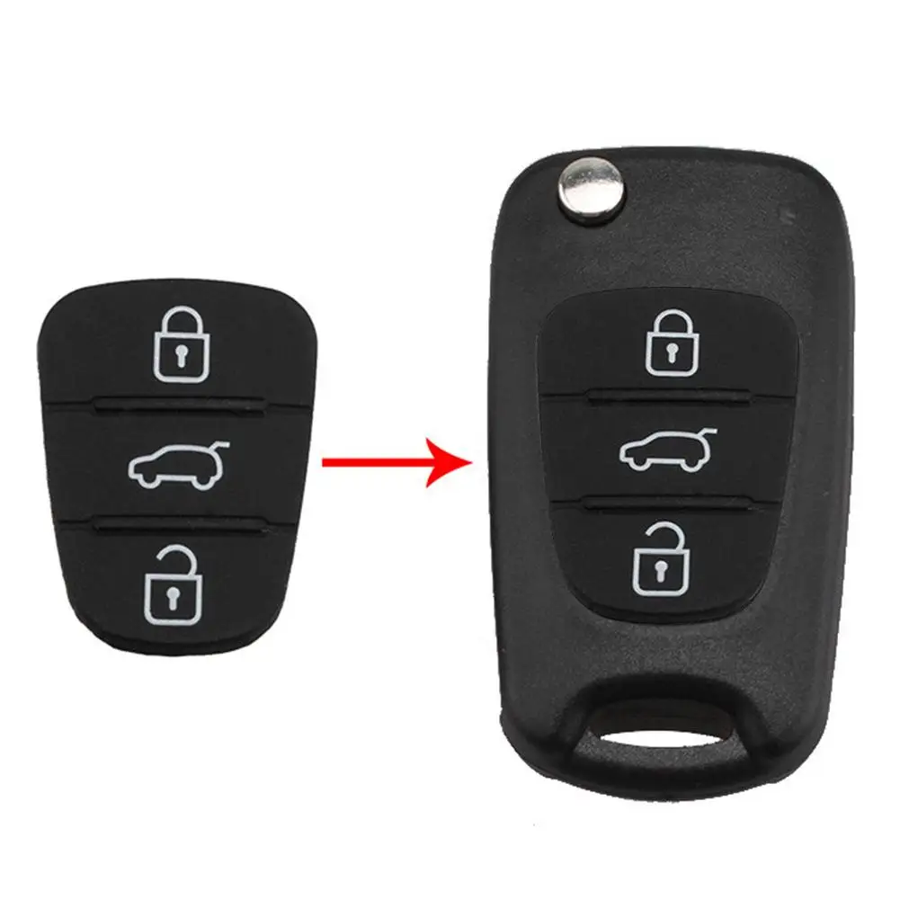 

Silicone 3 Button Key Pad Shell Flip Remote Rubber Replacement Key for Hyundai Kia Flip Remote Car Key Shell
