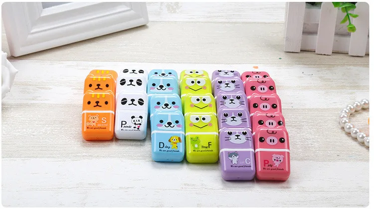 6 шт. милый мультяшный цветной прямоугольный ластик из резины для студентов