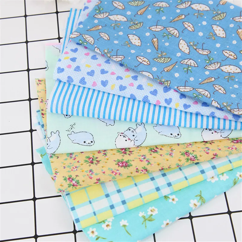 

7Pcs 25*25cm Square Crafts Cloth 100% Cotton Fabric Print Cloth Sewing Quilting For Patchwork Needlework DIY Handmade Material