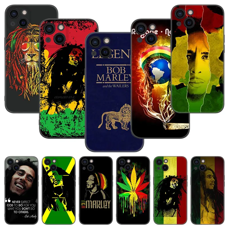 Чехол для телефона Reggae Bob Marley Apple iPhone 13 12 Mini 11 Pro XS Max XR X 8 7 6S 6 Plus 5S 5 SE 2020 мягкий черный