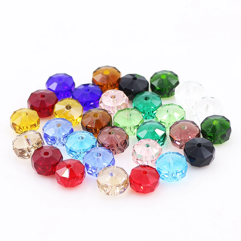 

40pcs Jewelry DIY Making Supplies 10mm Green Crystal Flat Glass Round Beads With Hole Wholesale Costume Jewelery Accessories