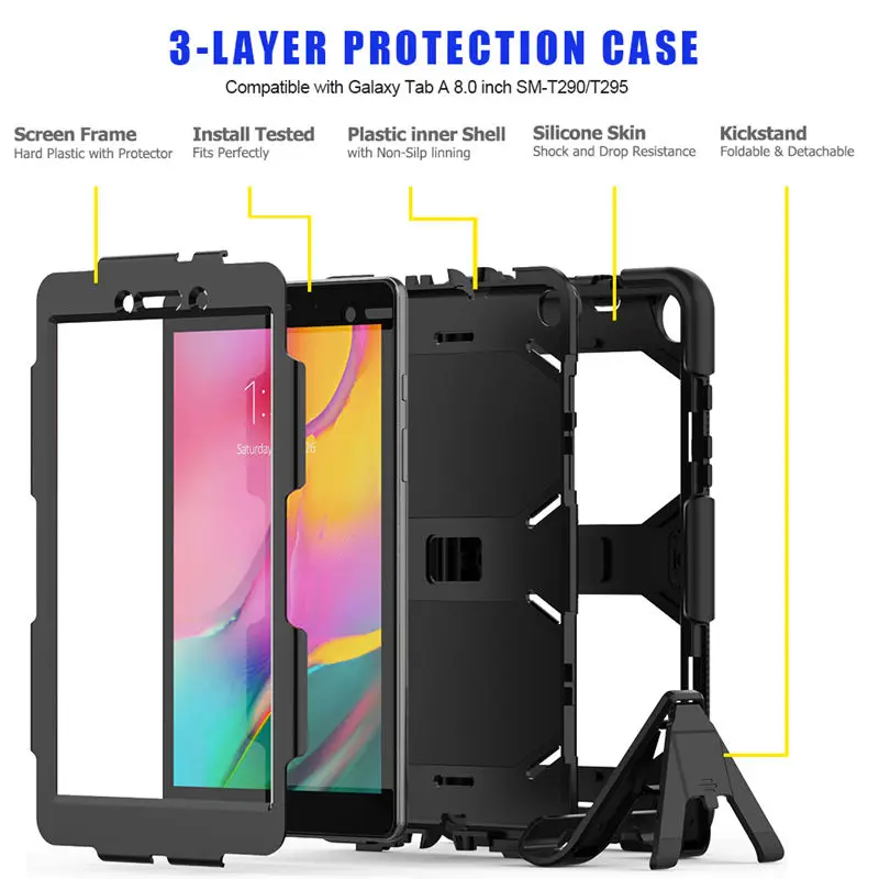 Чехол для Samsung Galaxy Tab A 8,0 SM-T290 SM-T295 T290 T295 T297 чехол Funda противоударный сверхмощный с подставкой подвесная Капа