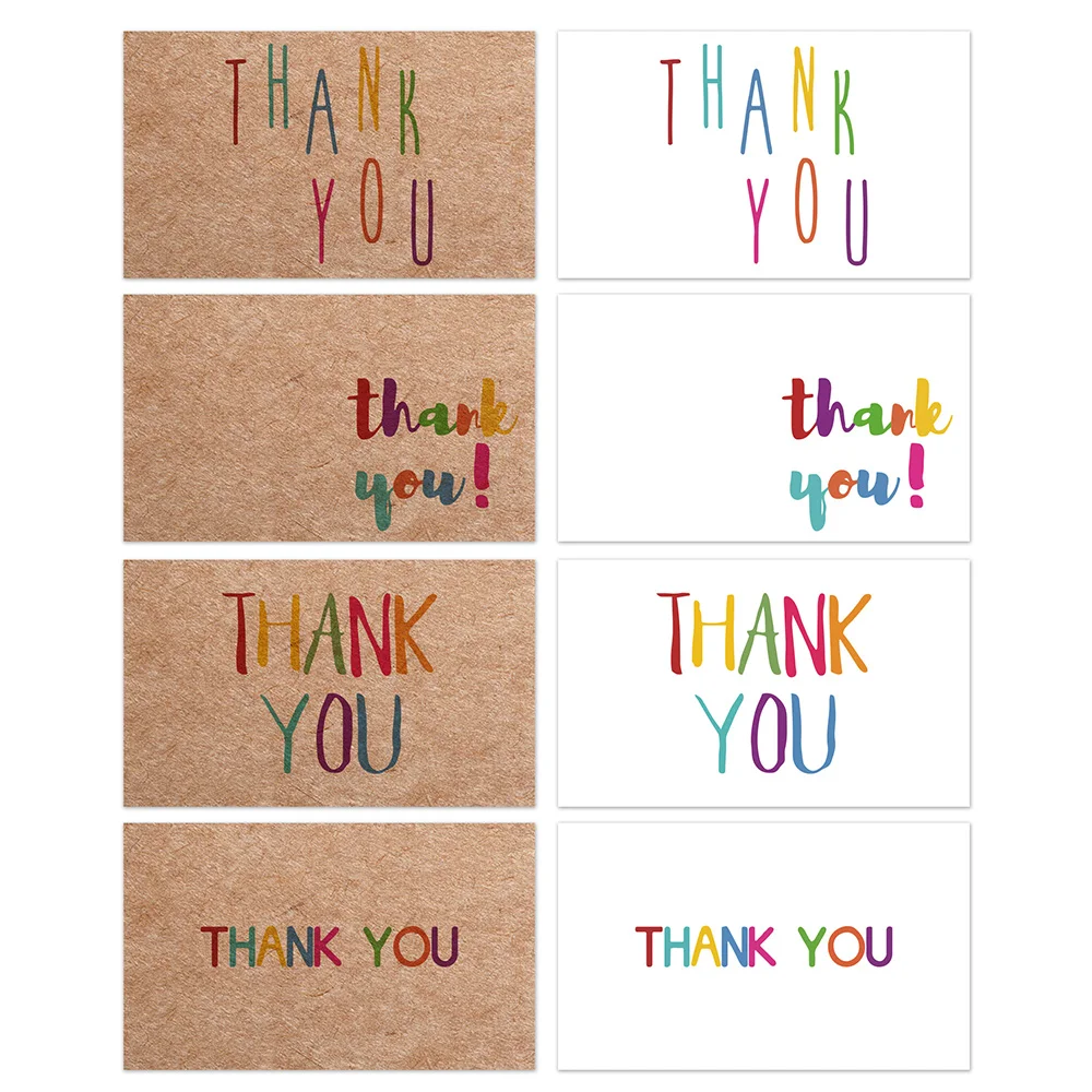 

30pcs Thank You Cards In Paper Crafts For Small Business Greeting Customer Wedding Decoration Colorful Gold Kraft Label Card