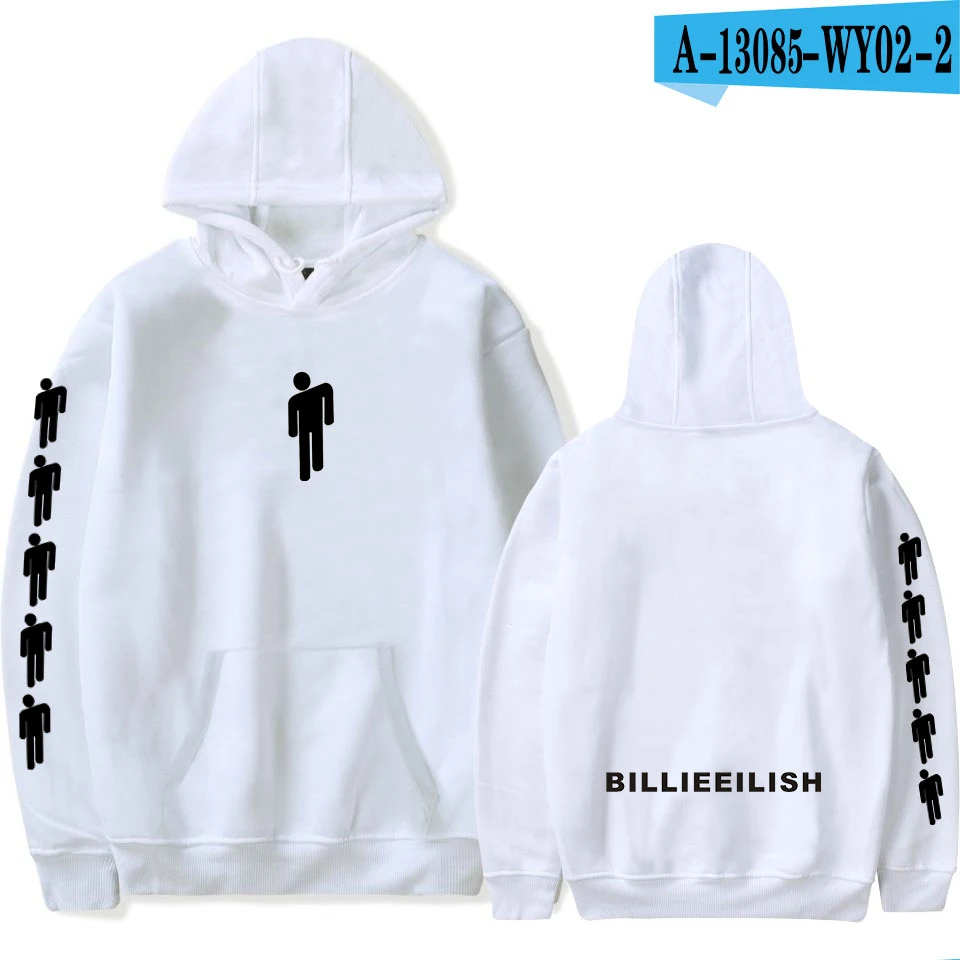 Новая горячая Billie Eilish Толстовка Мужская Черная хлопковая толстовка пара Billie Eilish Толстовка простая сохраняющая тепло Женская/Мужская толстовка одежда - Цвет: White
