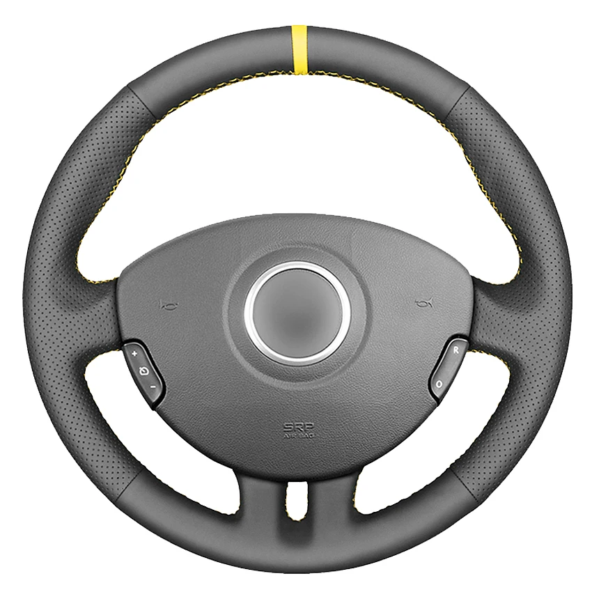 

Black Genuine Leather Hand-Stitched Car Steering Wheel Cover For Renault Clio 3 2005-2013 Clio 3 RS 2005-2013