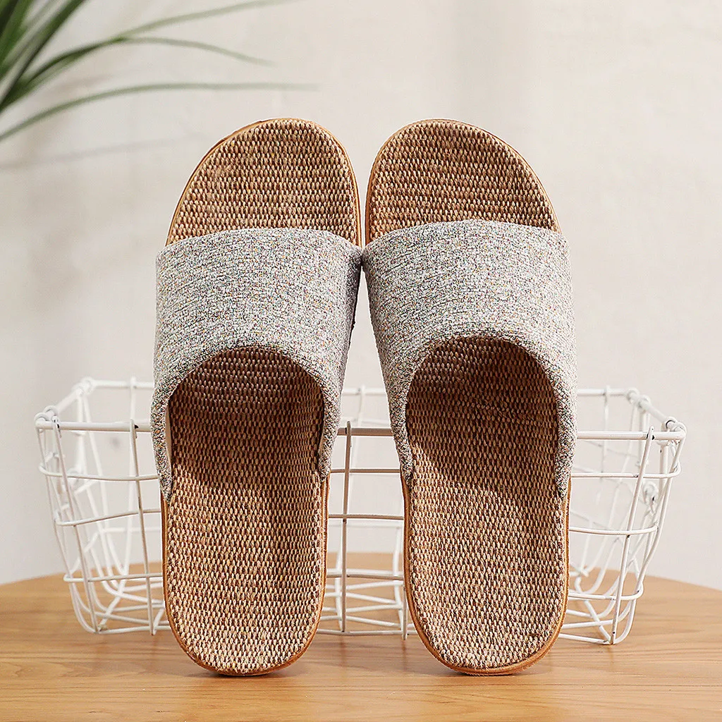 Удобные домашние тапочки унисекс Женская дизайнерская домашняя льняная пляжная