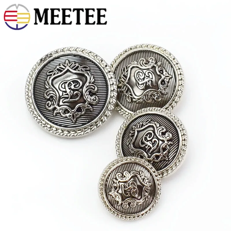 

10/30pcs 15/18/20/23mm High-Grade Silver Retro Metal Buttons for Suit Coat Jacket Decor Shank Button DIY Clothes Sew Accessories