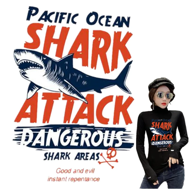 Patches for clothing accessories stranger things iron on transfer SHARK ATTACK Diy clothes stickers parches ropa termoadhesivos | Дом и сад