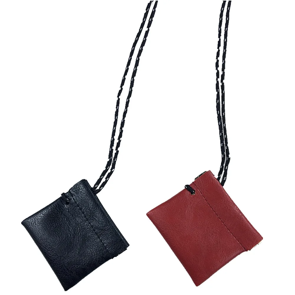 Однотонный черный кошелек из искусственной кожи на ремешке держатель для монет
