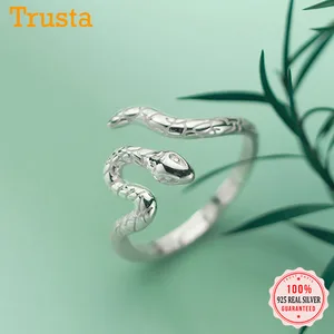 TrustDavis Новинка 925 Стерлинговое Серебро модные Открытые Кольца Змея коктейльное кольцо подарок для женщин Свадебные изысканные ювелирные изделия DS2020