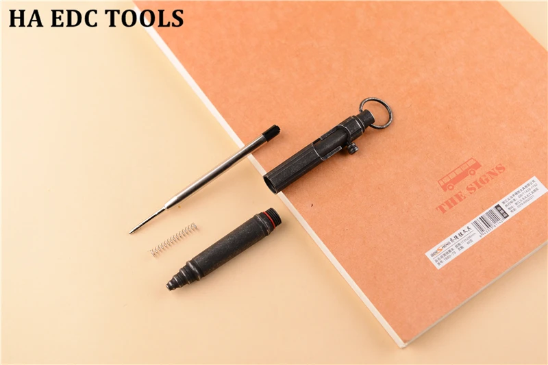 

Outdoor Self-defense Retro Stainless Steel Machine Tactical Pen Stainless Steel Bolt Tactical Pen Hanging Ring EDC Outdoor Pen