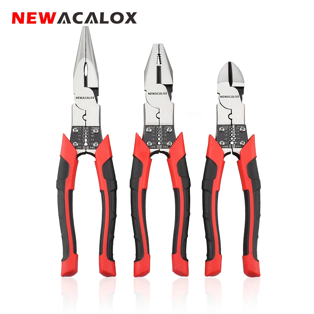 NEWACALOX 8 ''профессиональные инструменты многофункциональные плоскогубцы Набор для зачистки Щипцы Резак игла щипцы для носа ювелирные изделия диагональные инструменты