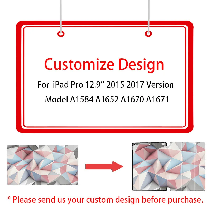 Custom Design MTT Чехол для iPad Pro 12,9 дюйма геометрический тонкий из искусственной кожи Флип Стенд смарт-чехол Авто Режим сна/пробуждения чехол для планшета A1584 - Цвет: Custom Design