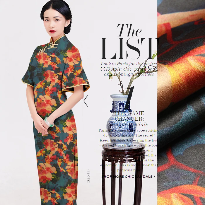 PRINTED SILK STRETCH SATIN 140cm width 19momme 100 Silk Fabric For Sewing Dresses Chinese Supplier |