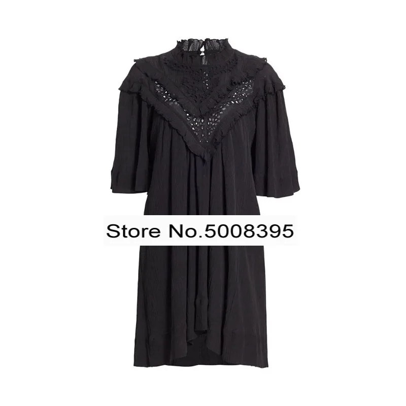 Женское Плиссированное короткое платье с оборками воротником стойкой коротким