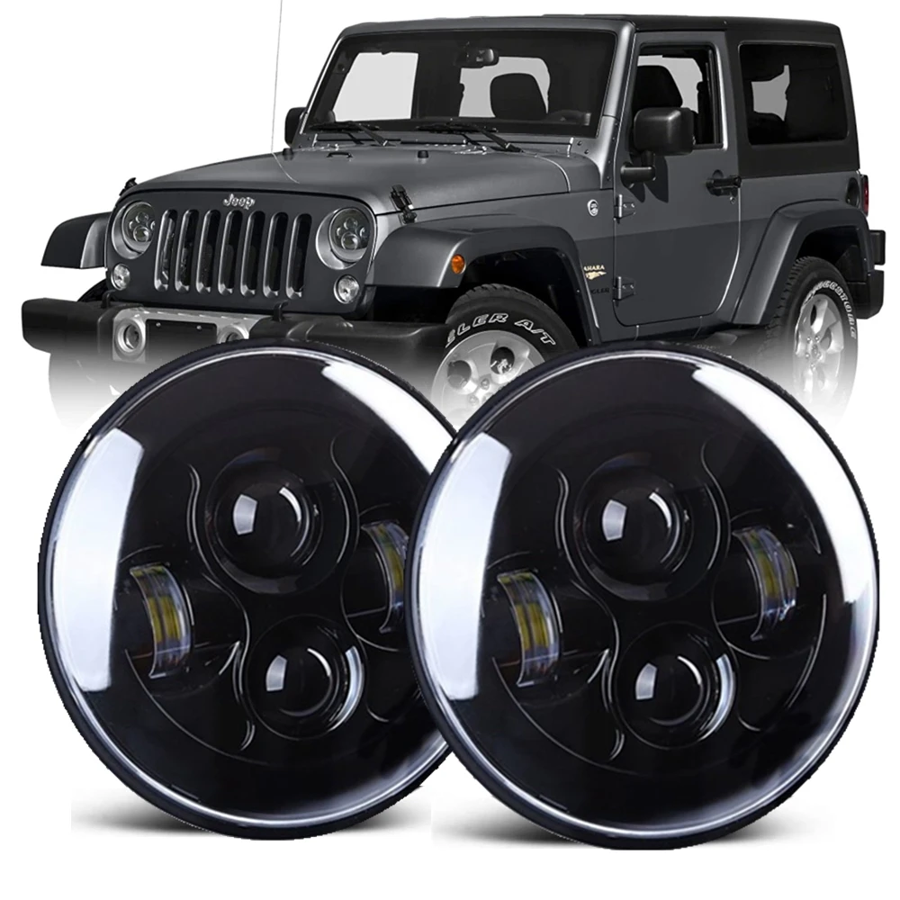 Автомобильная светодиодная фара H4 7 дюймов для УАЗ 4x4 Jungle Lada urban Niva Jeep Wrangler JK CJ Hummer H1