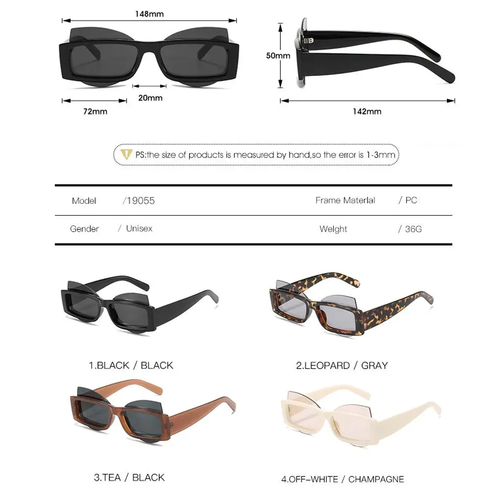 

LongKeeper Brand Design Unique Personality Lens Sunglasses Women Vintage Square Punk Leopard Champagne Eyewear Ladies UV400