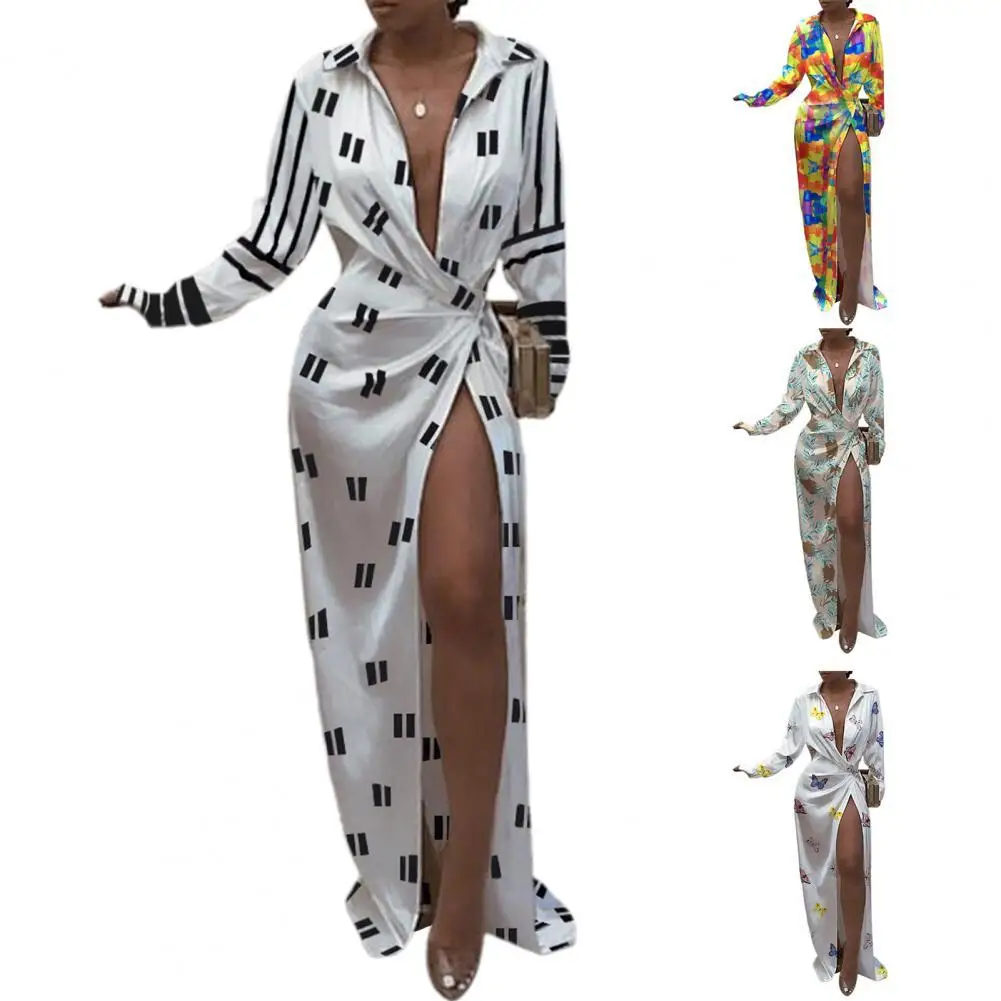 

Платье-макси с принтом, пикантное повседневное Макси-Платье с принтом на завязках, для вечерние