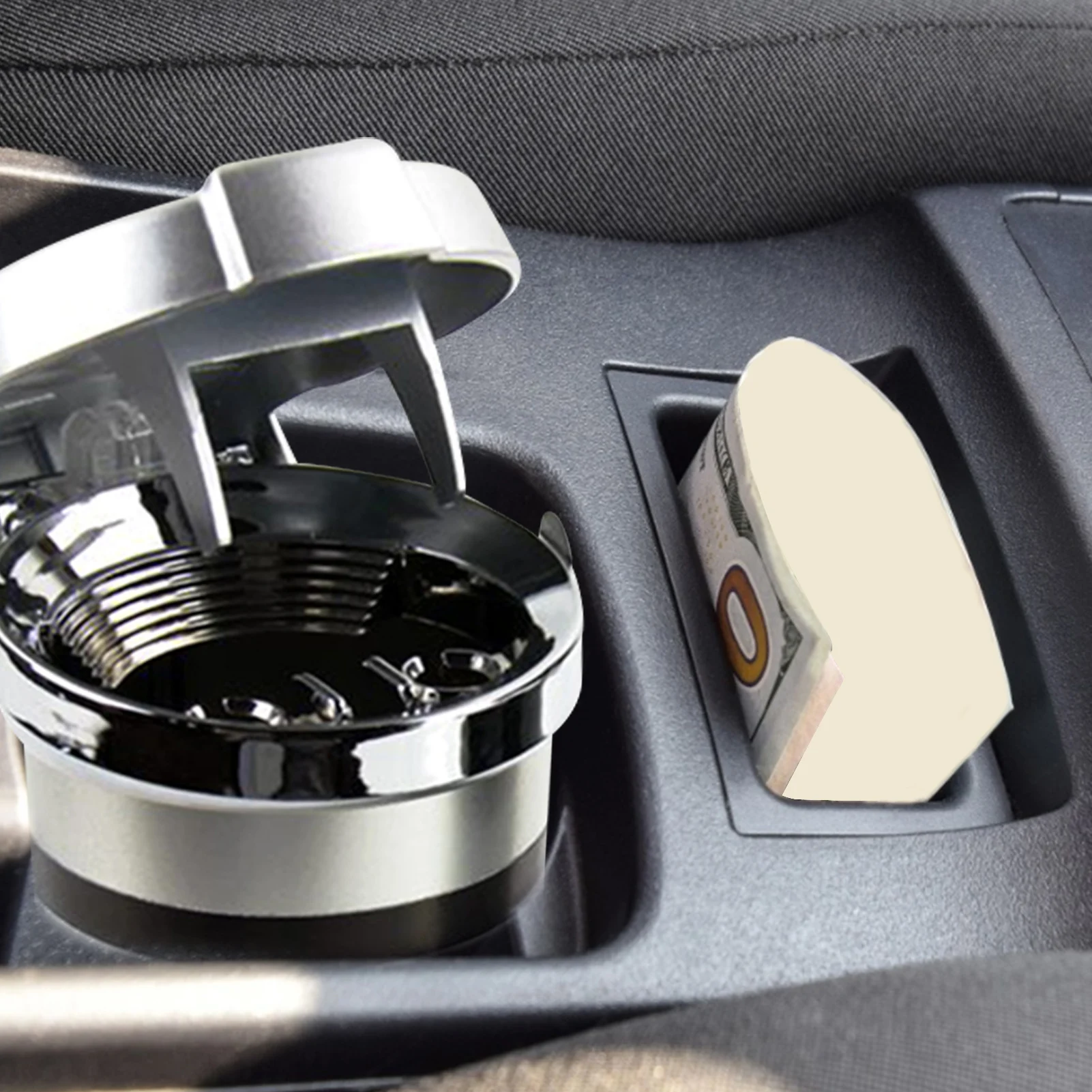 

1PCS Car LED Ashtray Garbage Coin Storage Cup Container Cigar Ash Tray Car Styling Universal Size