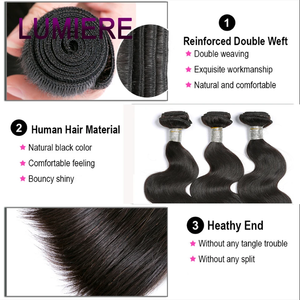 30 32 38 40 Inches Body Wave Bundles With Closure Peruvian Hair Weave Frontal Remy Extension | Шиньоны и парики